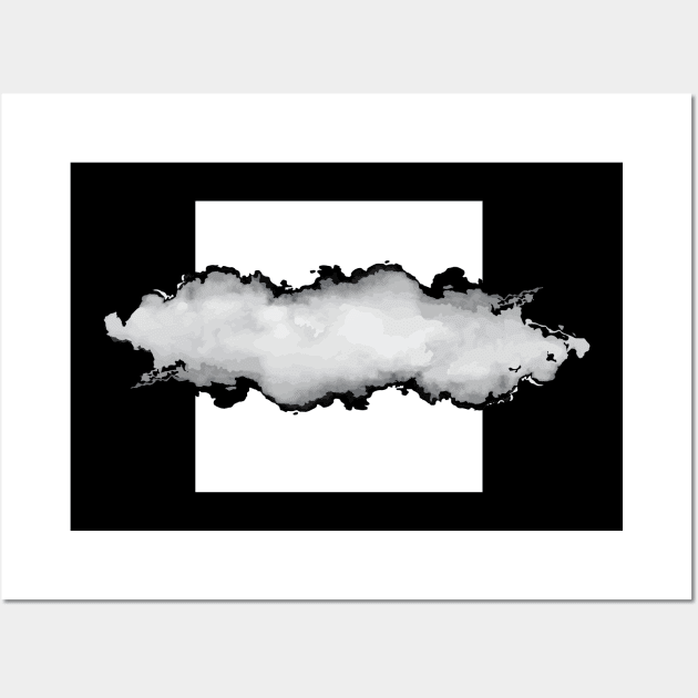 White Gray and Black Graphic Cloud Effect Wall Art by fivemmPaper